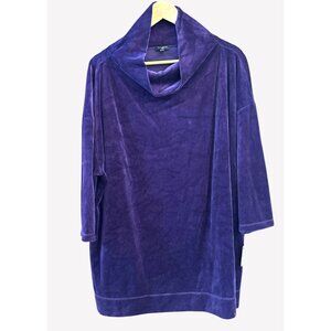 NWT Talbots Plus 3X Purple Velour Cowl Neck Tunic Top 3/4 Sleeve Jewel Tone